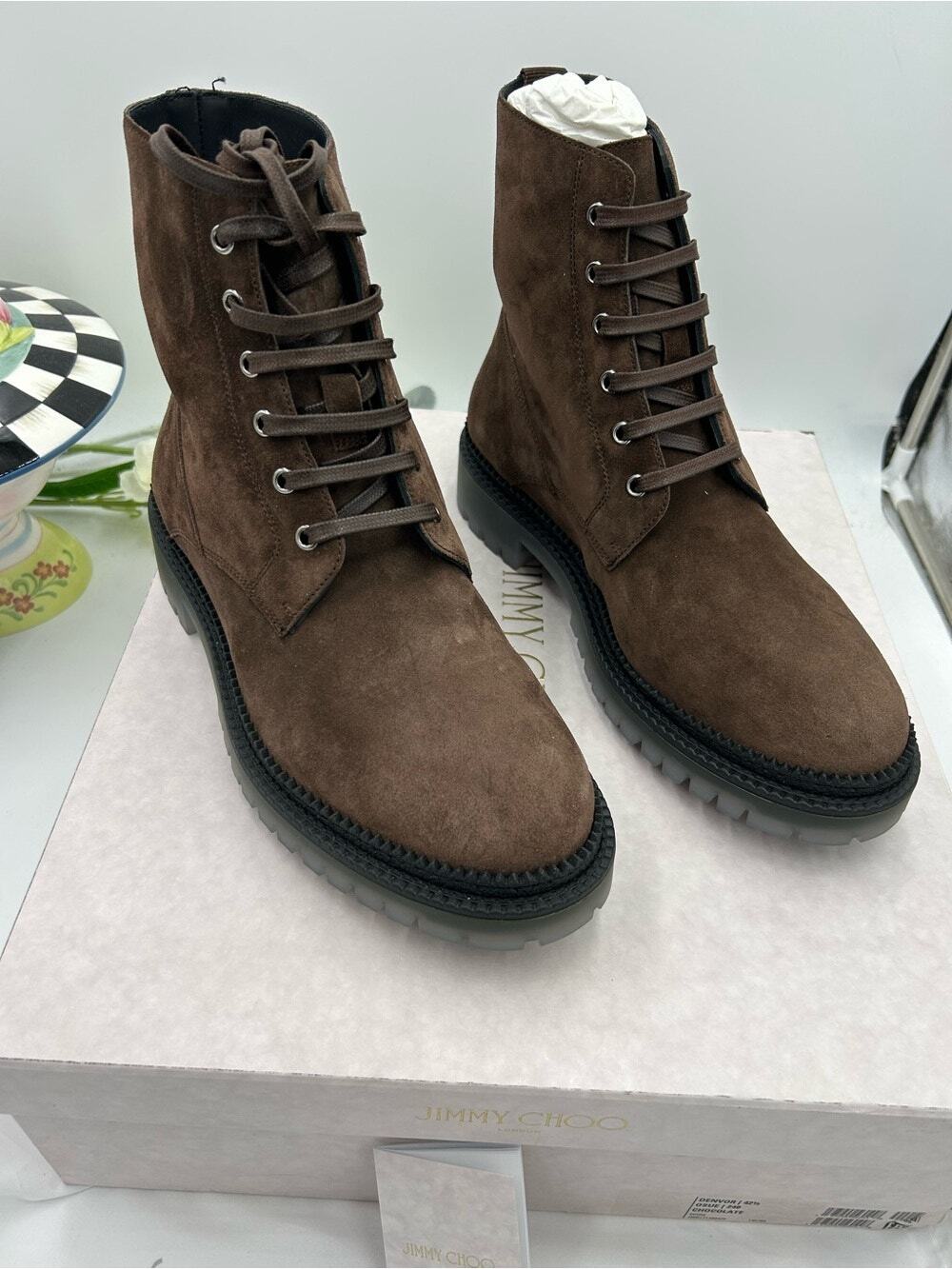 Men's Jimmy Choo Brown Suede Denvor boots size 42.5/9 US made in Italy